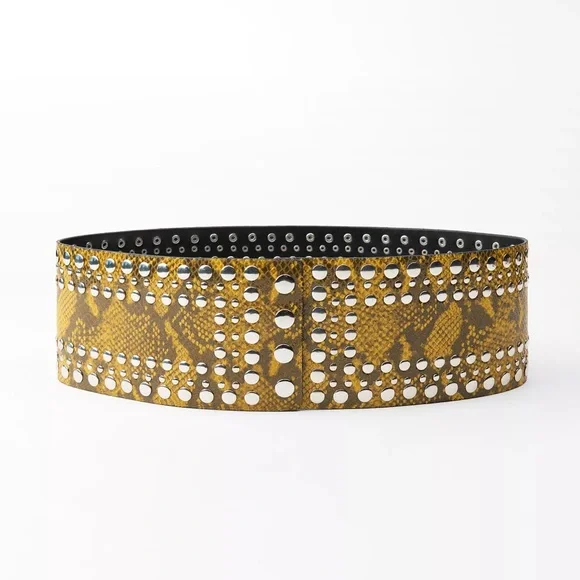 Zara Animal Print Studded Leather Sash Belt display picture 1